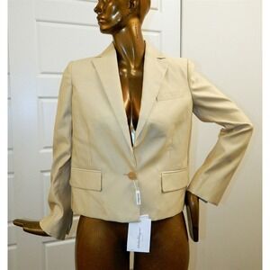 New Salvatore Ferragamo‎ Beige Cotton Silk Blend Laced Blazer Jacket sz 44 US 8